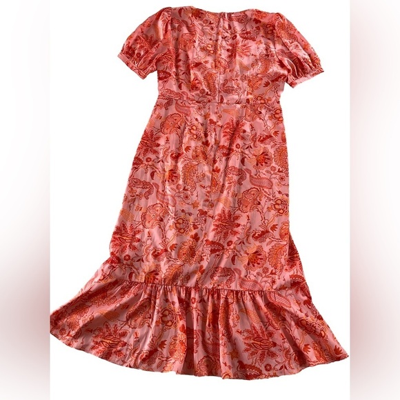 Cinq A Sept Sz 14 Kay Ruffle Midi Dress English Rose - Picture 12 of 17